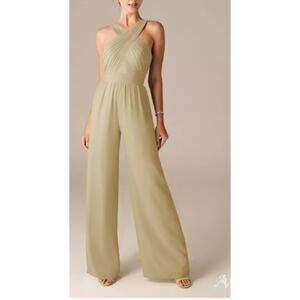 AW BRIDAL sz 6 S champagne cream chiffon Lorraine gala wide leg jumpsuit NEW B39